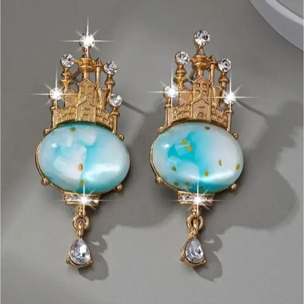 Fairytale Golden Castle Exquisite Earrings